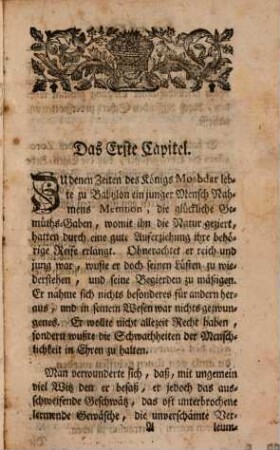 Memnon : Eine Morgenländische Helden- u. Liebes-Geschichte oder Nichts geschieht von ohngefähr