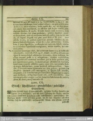 Artic. CX. Straff, schrifftlicher, unrechtlicher, peinlicher Schmähung