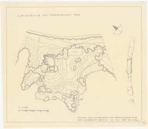 Landsitz: Grundriss, Schnitt 1:500