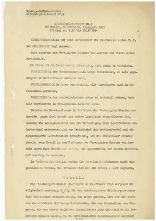 Urteil des US-Militärgerichtshofs Nürnberg gegen Karl Brand u.a. vom 19.08.1947 (Abschrift) - Bd. 71, Blatt 11566-11748