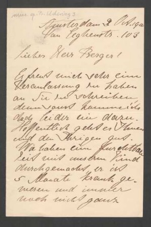 Brief an Wilhelm Berger : 03.10.1900