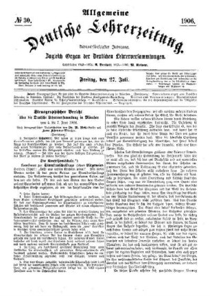 Stenographischer Bericht über die Deutsche Lehrerversammlung in München vom 4. bis 7. Juni 1906 (Fortsetzung)
