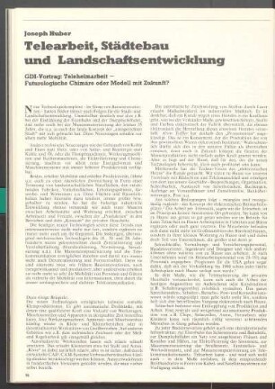 Telearbeit, Städtebau und Landschaftsentwicklung