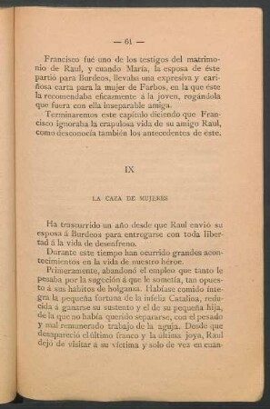 IX - La caza de mujeres