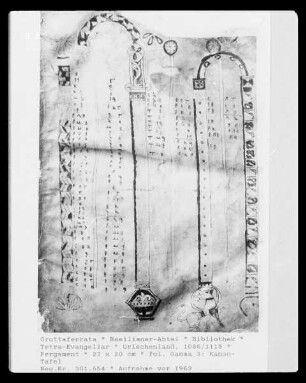 Tetra-Evangeliar — fol. Gamma 3: Kanontafel