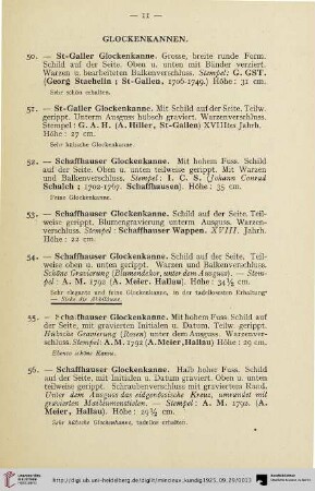 Glockenkannen (Nr. 50-65)
