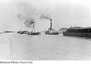 Havelkanal. Bau des Havelkanals 1951/1952. Hochbetrieb auf dem Kanal