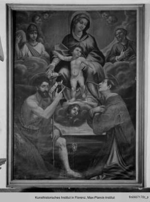 Thronende Maria mit Kind und Heiligen