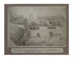 Innenhof des Barfüßerklosters/Gymnasium. 1848