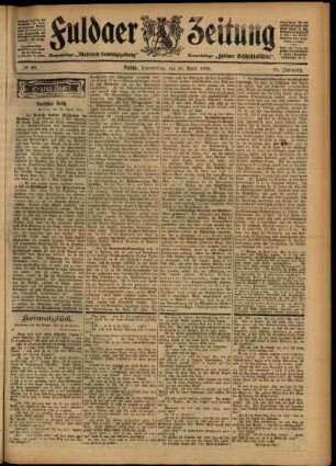 Erste Ausgabe vom Donnerstag, den 30. April 1903.