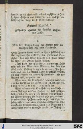Drittes Kapitel. Hülfreichs Heilart der kranken Ochsen und Kühe.