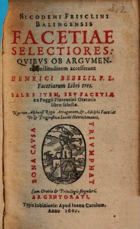 Nicodemi Frisclini Balingensis Facetiae Selectiores