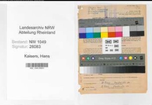 Entnazifizierung Hans Kaisers , geb. 11.07.1908 (Lokfuehrer)