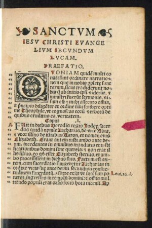 Sanctum Iesu Christi Evangelium Secundum Lucam