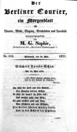 No. 691., Mittwoch, den 20. Mai 1829