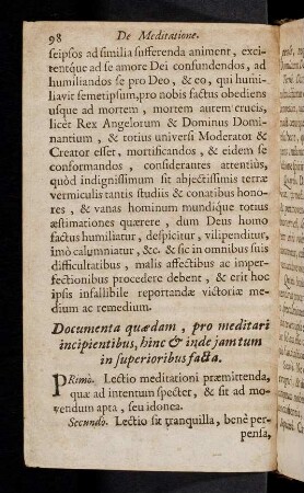 98-105, Documenta quaedam, pro meditari incipientibus ...; ...