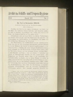 Die Pest in Daressalam 1908/09