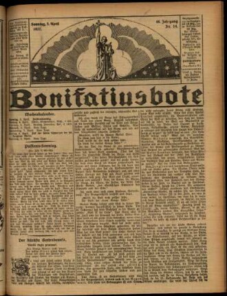 Erste Ausgabe vom Sonntag, den 03. April 1927.