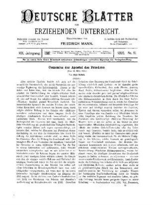 Comentius der Apostel des Friedens : (Schluss)