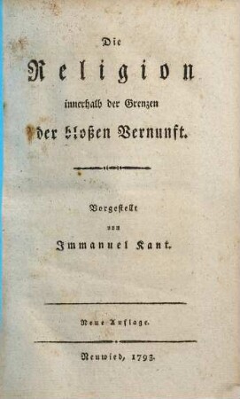 Die Religion innerhalb der Grenzen der bloßen Vernunft