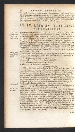 In IV. Librum Titi Livii Annotationes.