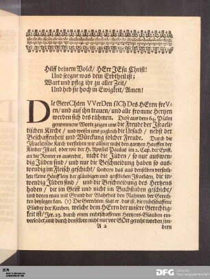 Hilff deinem Volck/ HErr JEsu Christ! Und seegne was dein Erbtheil ist...