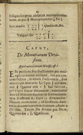 Caput [Quintum.] De Minutiarum Divisione.