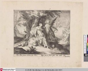 [Hagar in der Wüste, von einem Engel getröstet; Hagar in the desert consoled by an angel]