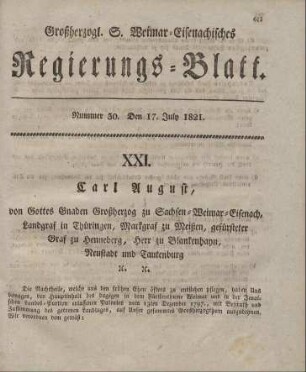 Nr. 30 : 17. July 1821