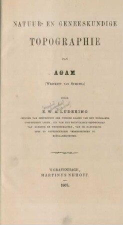 Natuur-en geneeskundige topographie van Agam : (Westkust van Sumatra)