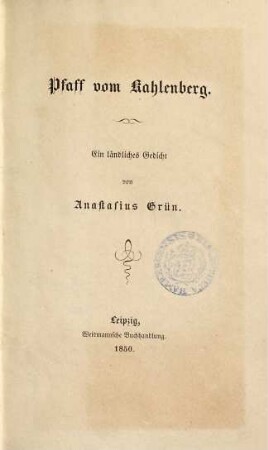 Pfaff vom Kahlenberg : ein ländliches Gedicht