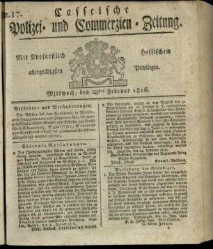 Nr. 17, Mittwoch, den 28sten Februar 1816