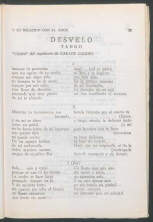 Desvelo : Tango. - "Clásico" del repertorio de Carlos Gardel