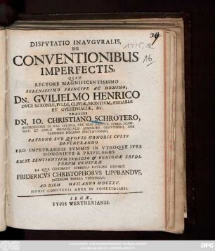 Dispvtatio Inavgvralis, De Conventionibus Imperfectis
