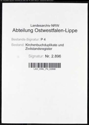 Zivilstandsregister der Munizipalität Schwelm (G 1811). (Gemeinde: Zivilstandsregister)