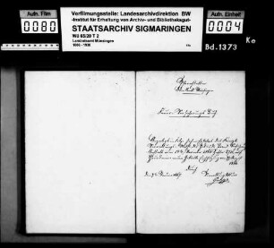 Feuerversicherungsbuch in Pfronstetten, angelegt durch Verwaltungsaktuar Gottschick, mit alphabetischem Namensregister