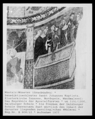 Romanische Dekoration der Nordapsis: Traditio legis und Szenen aus dem Leben des Paulus — Die Einsegnung des Apostelgrabes (Passio 63)