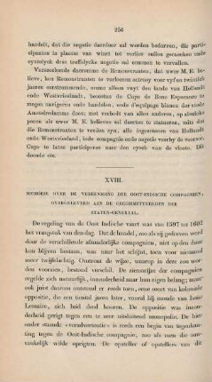 XVIII. Memorie over de vereeniging der Oost-Indische Compagnien, ...