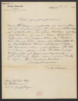 Brief an B. Schott's Söhne : 12.05.1904