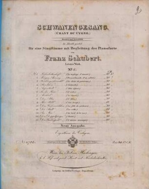 Schwanengesang : in Musik gesetzt für eine Singstimme mit Begleitung des Pianoforte, 5. Aufenthalt