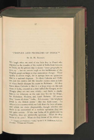 "Peoples and Problems of India."