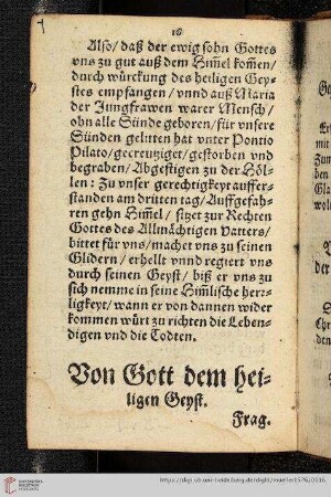 Von Gott dem heiligen Geist