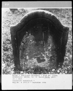 Grabstein des Akiba, Sohn des Aaron Falk (gestorben 1815.01.15)