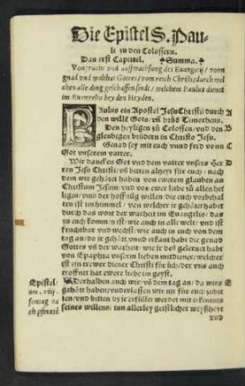 Die Epistel S. Pauli zu den Colossern.