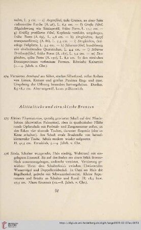 Altitalische und etruskische Bronzen (Nr.275-286)