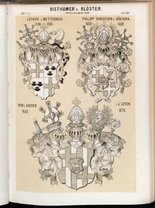 Taf. 92. Trier Erzbisthum. - Lothar v. Metternich. 1599 - 1623. - Philipp Christoph v. Söetern 1623 - 1652. - Karl Kaspar v. d. Leyen. 1652 - 1676