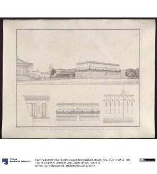Sammlung architektonischer Entwürfe. Tafel 134 ( = Heft 26, Tafel 160, 1838): Berlin, Unter den Linden. Palais Prinz Wilhelm. Entwurf mit seitlichem Terrassengarten. Perspektivische Ansicht
