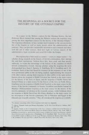 The Responsa As A Source For The History Of The Ottoman Empire
