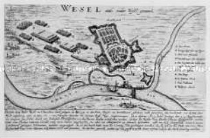 Wesel, auch Niederwesel genannt - Lageplan während der Einnahme durch Truppen der Generalstaaten 1629