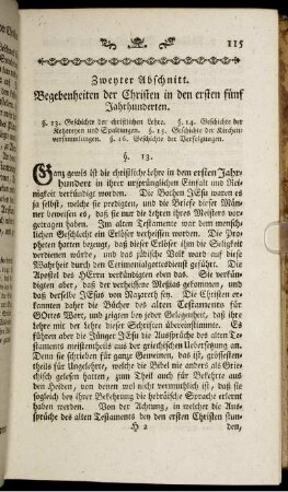 Zweyter Abschnitt. Begebenheiten der Christen in den ersten fünf Jahrhunderten